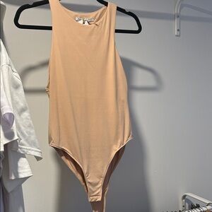 Zara Beige High-Neck Sleeveless Bodysuit